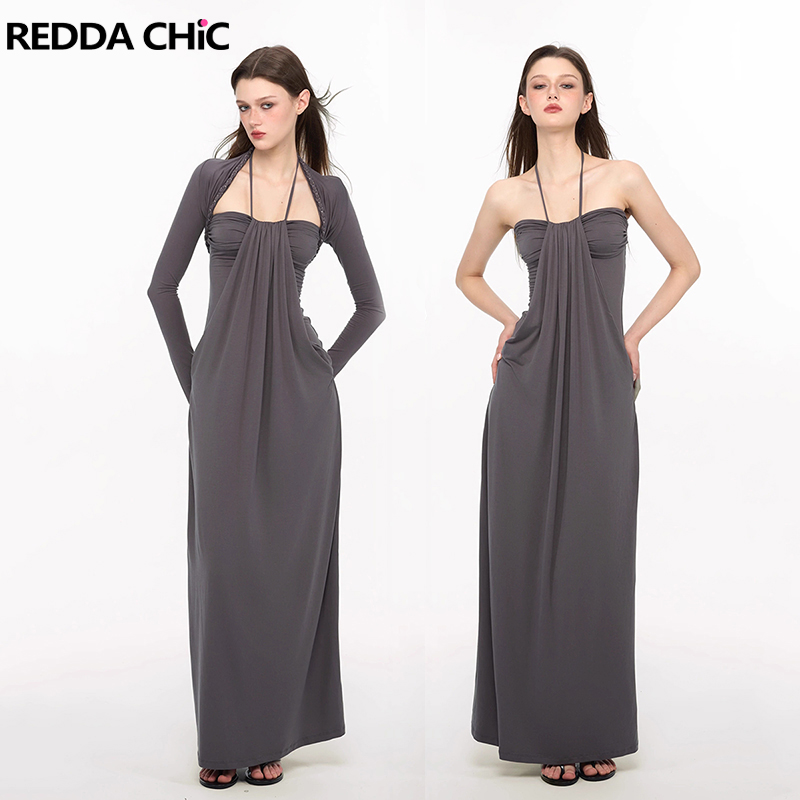Braided Line - Reddachic elegante trançado encolher vestido conjunto